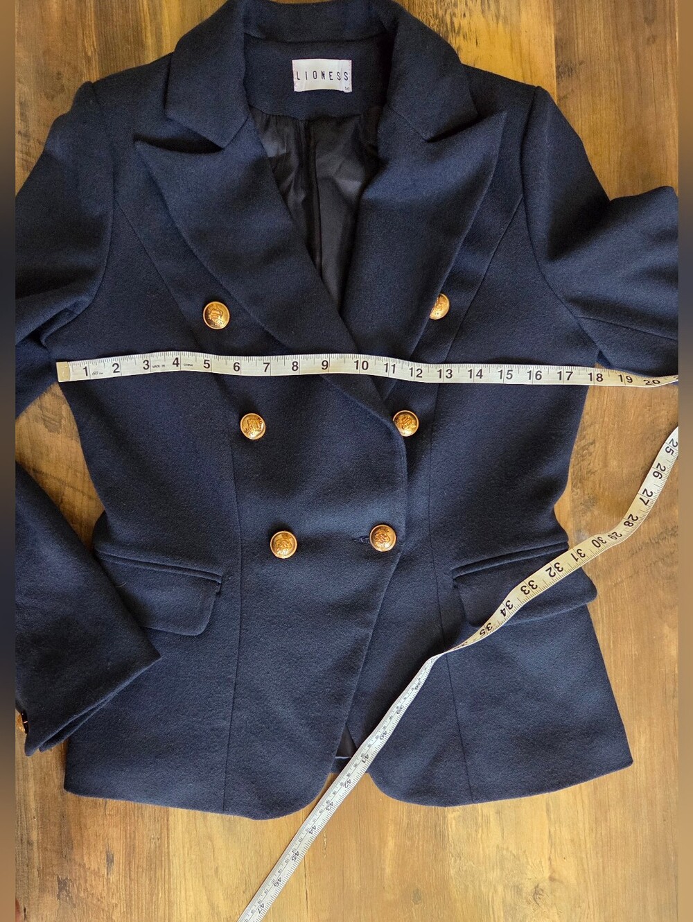 Lioness Double Breasted Navy Blue Gold Button Blazer Medium EUC - Picture 8 of 9